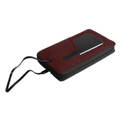 Органайзер дорожный с зарядным устройством (4000mAh)"Portable",бордовый,12х21х3см, полиэстер