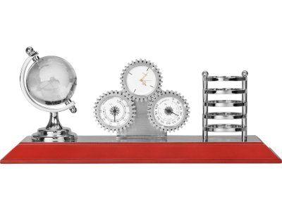 Настольный прибор Детройт с глобусом: часы, термометр, гигрометр, стакан для ручек