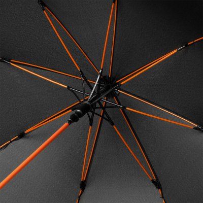 Зонт-трость Quantum, черный/оранжевый