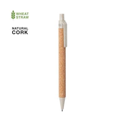 Ручка шариковая YARDEN, бежевый, натуральная пробка, пшеничная солома, ABS пластик, 13,7 см