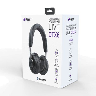 Наушники головные беспроводные Hiper LIVE QTX6, черные