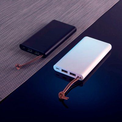 Универсальный аккумулятор STRAP (10000mAh), белый с коричневым, 6,9х13,2х1,5 см, пластик, шт