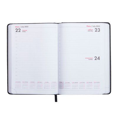Ежедневник датированный на 2022 год Bliss, А5,  темно-синий, белый блок, без обреза